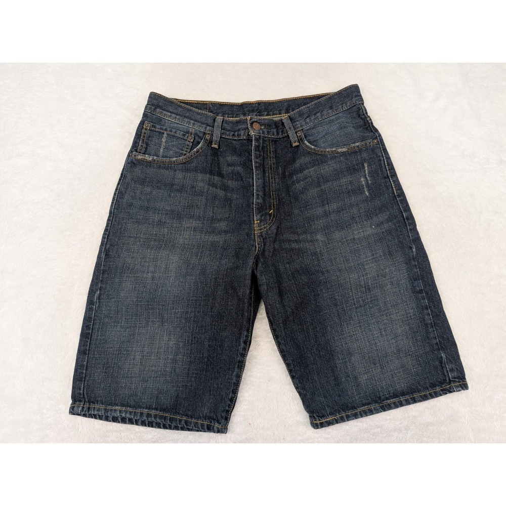 Levi's 569 Jean Shorts Men's 34x12 Straight Baggy Blue High Rise Distressed